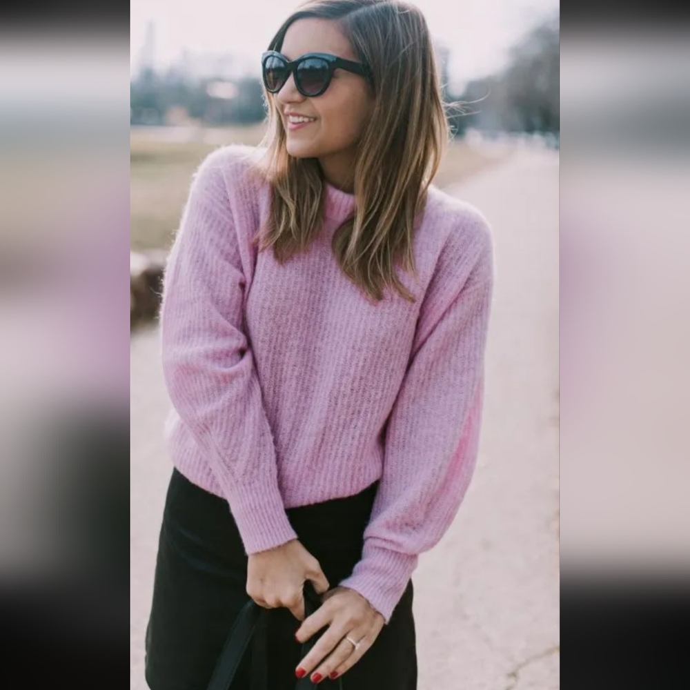 Everlane Pink Ribbed Crewneck Sweater alpaca sz M